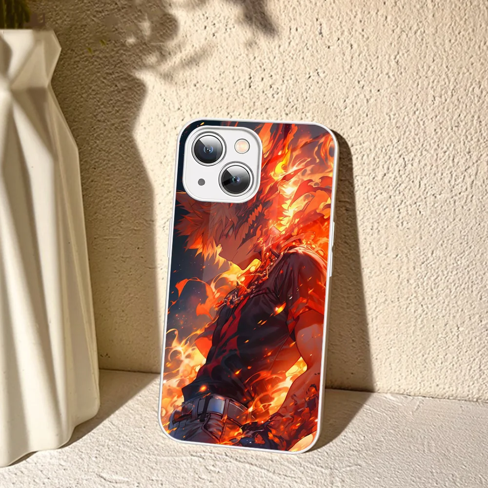 Cartoon B-Bakugo K-Katsuki Phone Case For IPhone 14 13 12 Mini 11 Pro XS Max X XR Plus Tempered Glass Cover