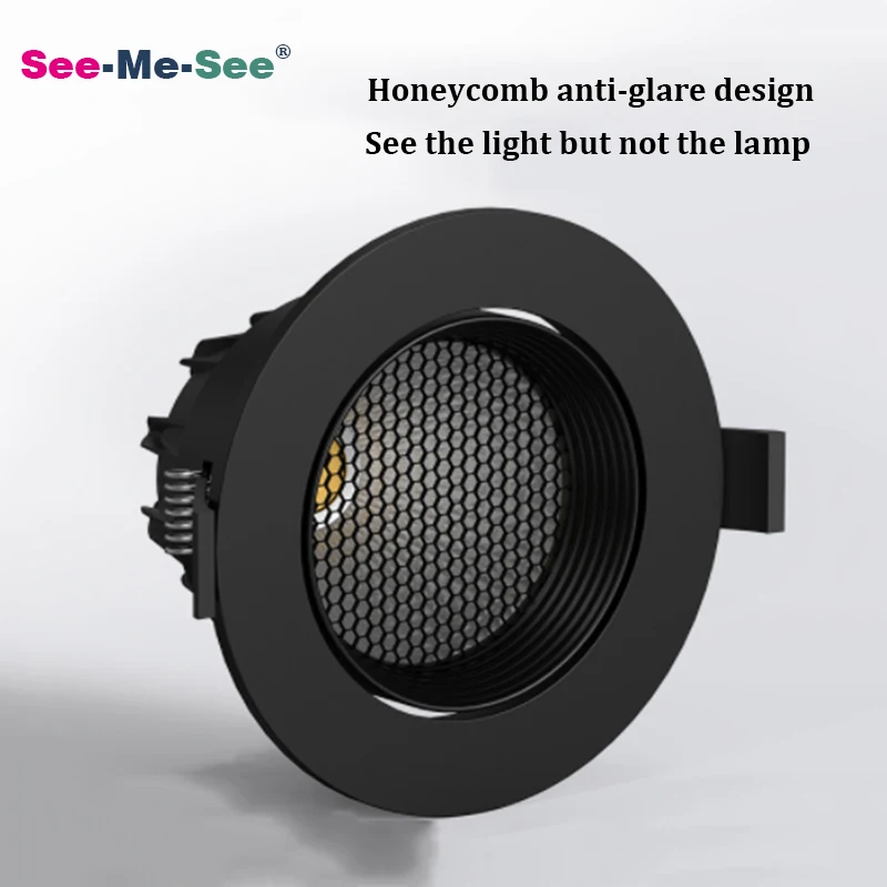 Dimmable Recessed LED Downlights Honeycomb Deep Anti-glare Adjustable Angle Bull's Eye COB Spotlight led ceiling light Indoor Li
