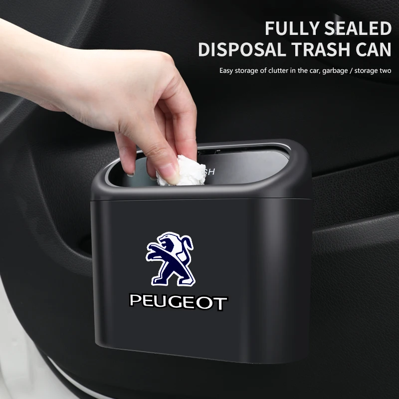 

Car Trash Bin Hanging Vehicle Garbage Auto Mini Trash Can with Lid Car Accessories for Peugeot 208 308 3008 207 107 206 307 407