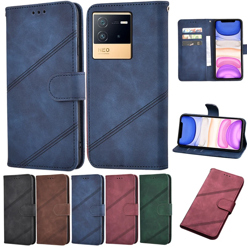 

Wallet Flip Case For Vivo iQOO Neo 6 Leather Cover Fundas Luxury Book Coque For Vivo iQOO Neo 6 Phone Back Shell Etui Bags