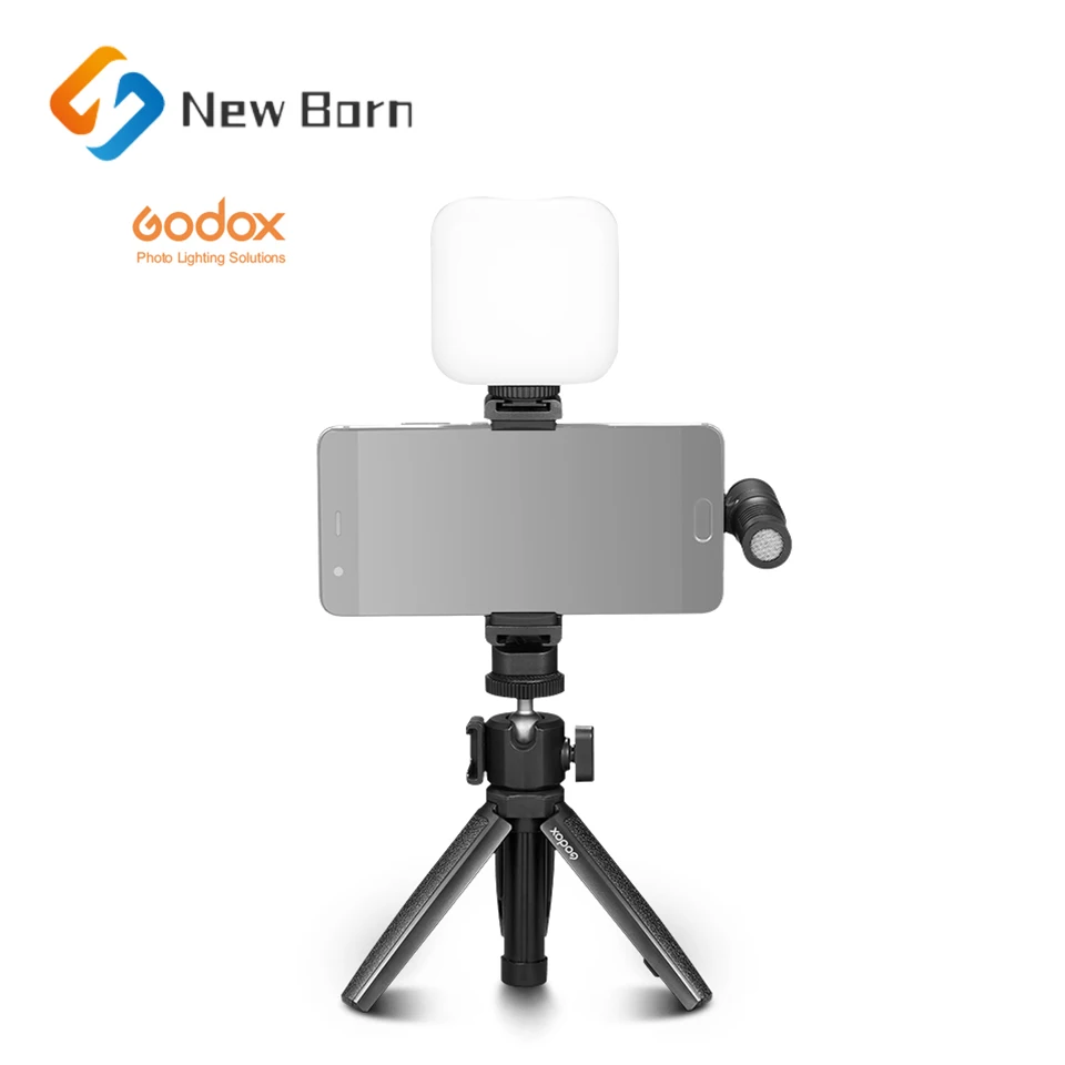 

Godox VK2-UC VK2-AX Phone Microphone + LED Light +Handheld Desktop Tripod Vlog Kit for Mobile Devices