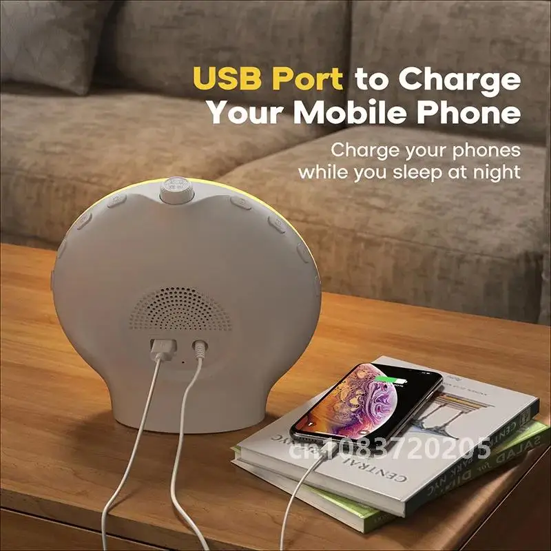 Световой будильник имитация восхода/заката цифровые часы с ночником FM-радио