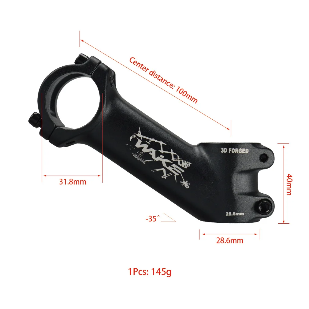 WAKE MTB Power 10 17 25 35 45 Degree Bike Stem 31.8mm 60/70/80/90/100/110mm Mountain Road Bicycle Handlebar Stem  Bicycle Part