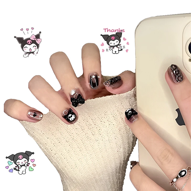 

Kawaii Sanrios Kuromi маникюрная нашивка Темный мультфильм портативная Съемная ручная работа нашивки для ногтей Аниме периферийные подарки для дево...