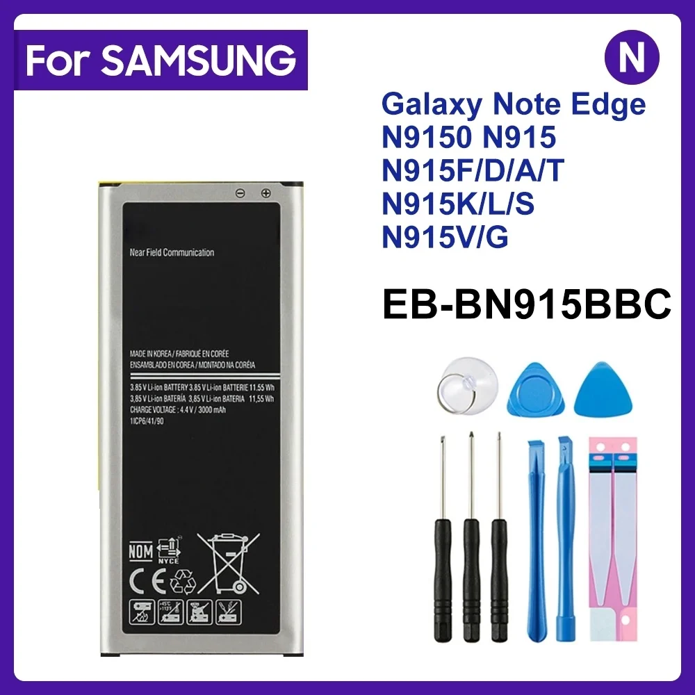 Оригинальная Аккумуляторная батарея Samsung для Galaxy Note Edge N9150, N915S, G9006V, EB-BN915BBE N915K, N915L, N915FY, N915D, N915F, SM-N915G 3000 мАч