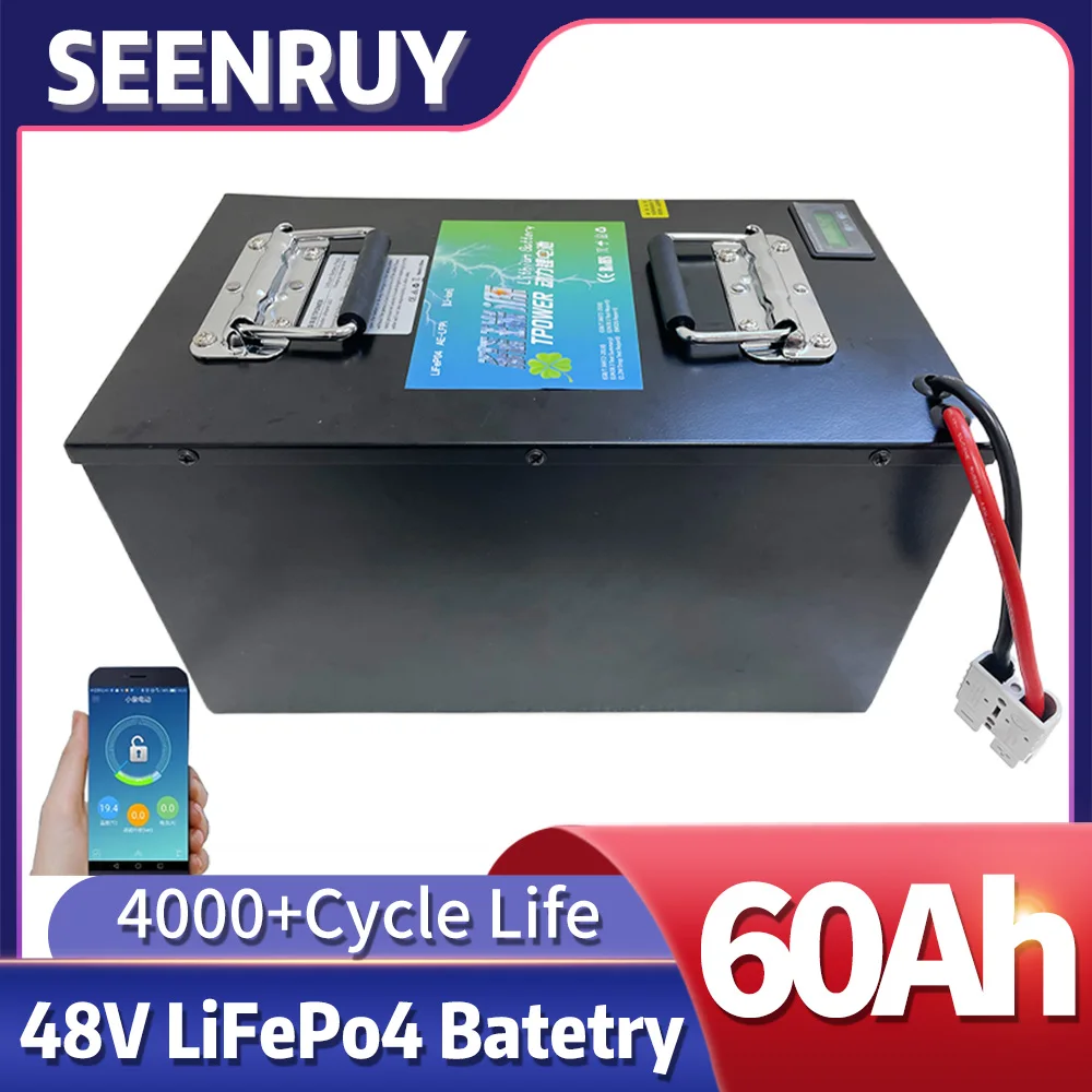 

48V 60Ah LiFepo4 lithium battery pack with BMS for 4000w motorhome electric car solar energy+Charger