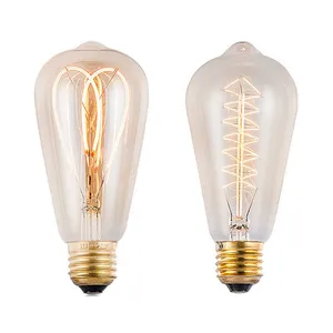 Приглушаемая лампа Эдисона в форме сердца E27 ST64 винтажная 4 Вт 40 Вт Ретро углеродная лампа накаливания вольфрамовая нить декоративная лампа для Рождественского дерева