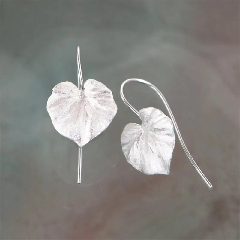 

Simple Silver Color Hoop Earrings with Tropical Leaf Earrings for Women Female Fashion Party Jewelry Gifts for her
