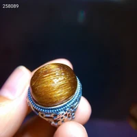 natural copper rutilated quartz adjustable ring 925 silver women men 18 517 3mm sphere ball rutilated beads aaaaaa