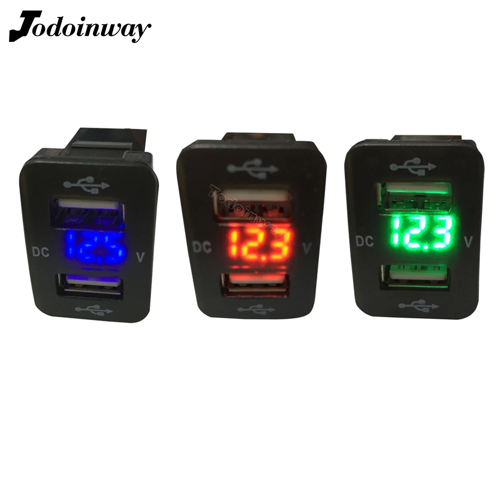 

Dual USB Charger Adapter Quick Charge 12V Voltmeter LED Socket Phone Fast Charging For Mitsubishi Outlander 3 2018 Xpander ASX