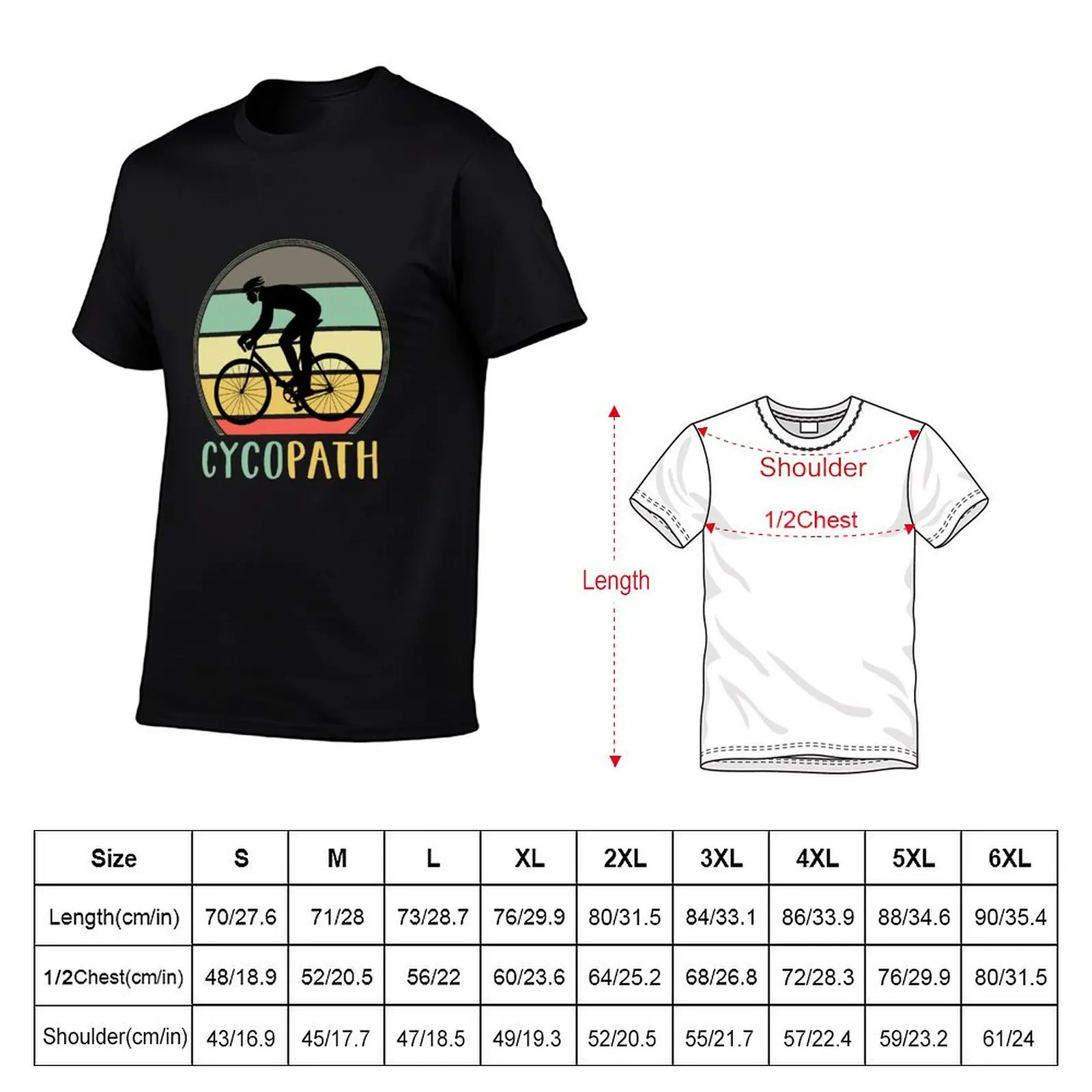 Фото Cycopath - забавная футболка с надписью «Funny Cycling Lover Pun» в стиле ретро с изображением заката, повседневная футболка с короткими рукавами для фестивалей №2