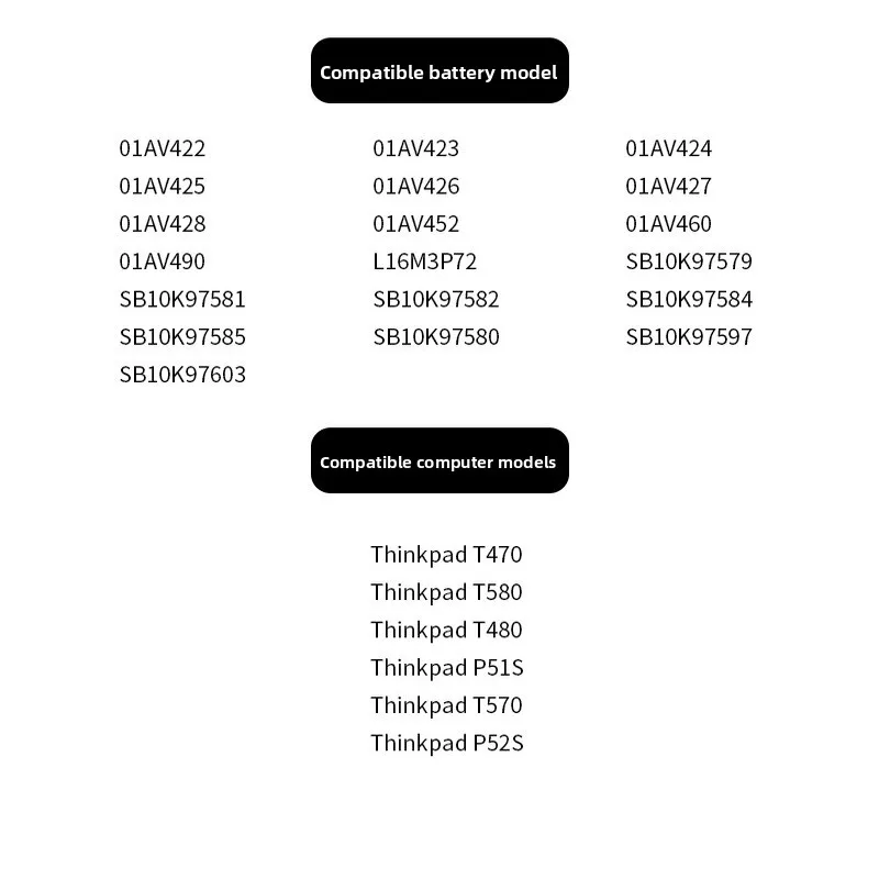 Фото Применимо Lenovo Thinkpad T470 01AV425 01AV426 01AV427 01AV493 литий-ионный аккумулятор для ноутбука 11,4 В 2100 мАч/4400 мАч №3