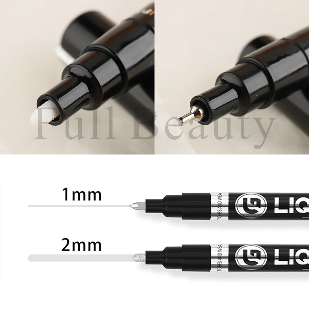 1pcs Silver Chrome Nail Art Pen Mirror Effect Polish Waterproof Marker Graffiti Drawing Liner Metallic Gel Varnish GLTY - купить по