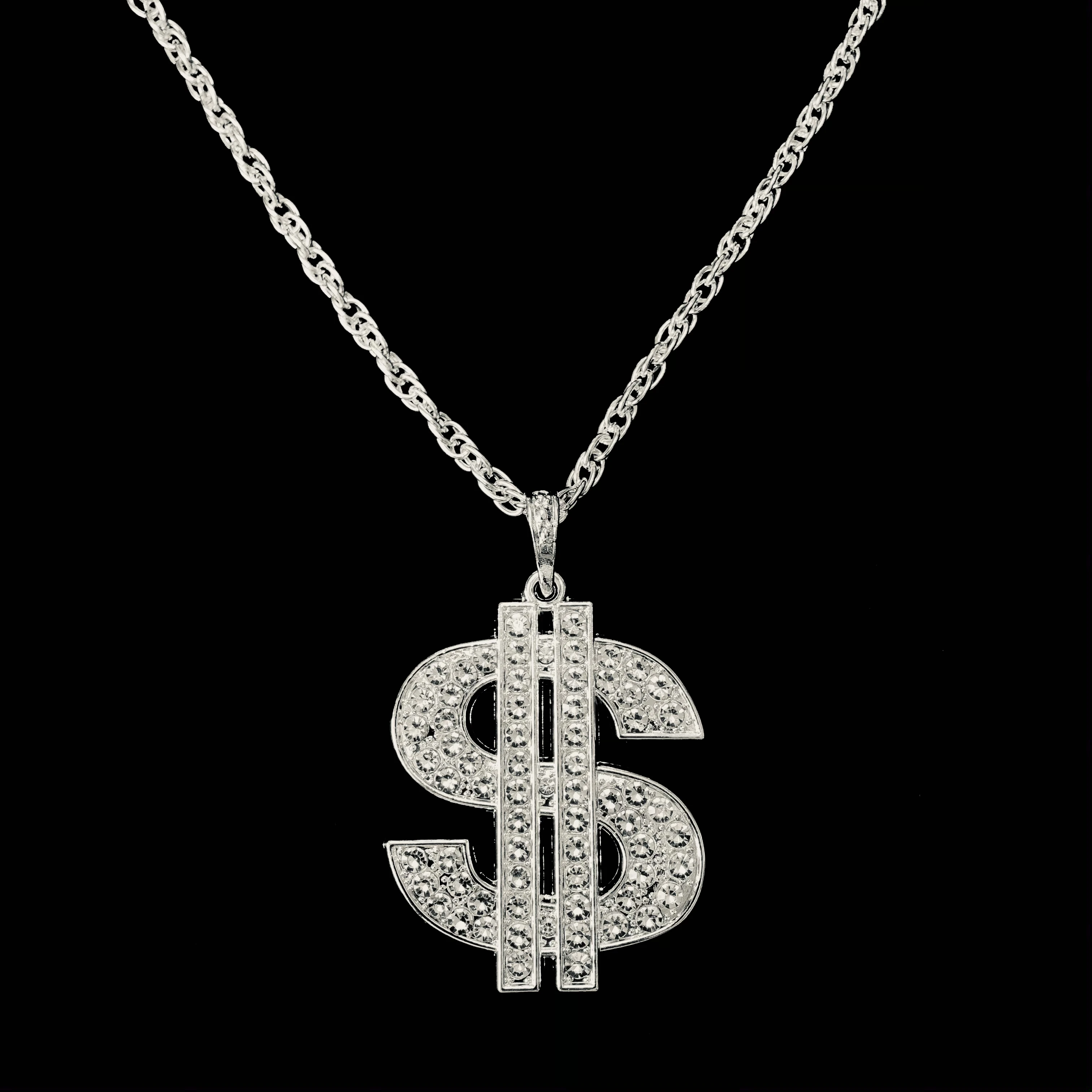 

Men Hip Hop Sparkling Fashionable Large Dollar Symbol Pendant Necklace