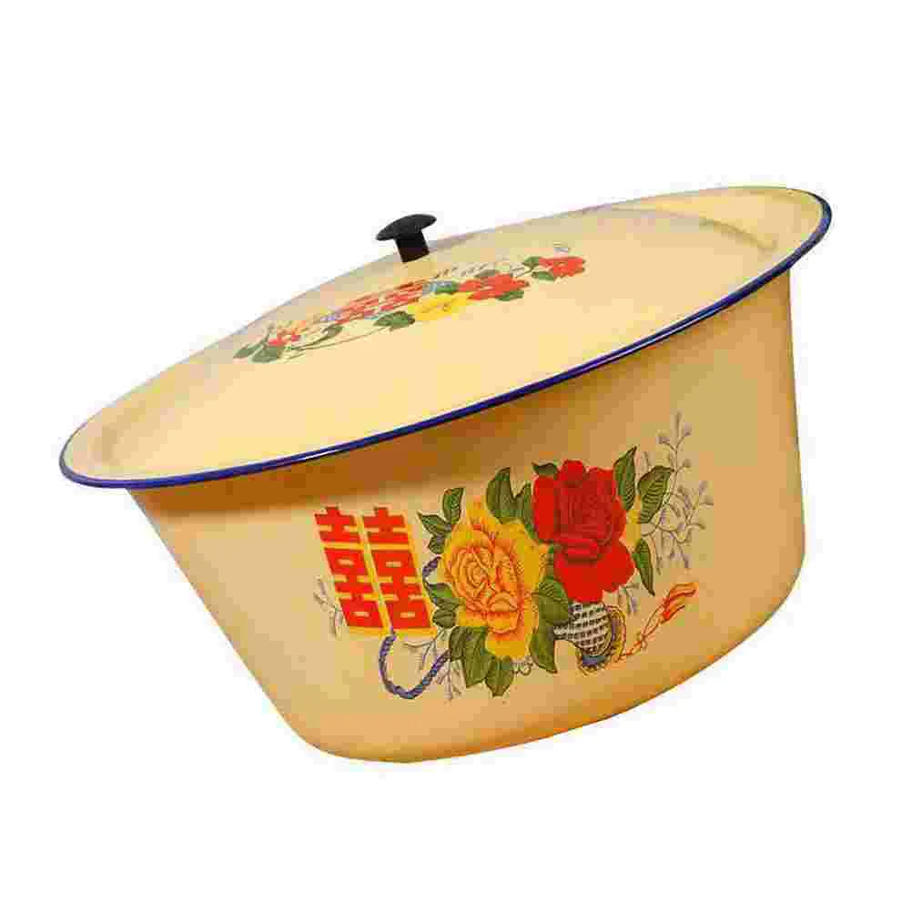 

Bowl Enamel Bowls Basin Soup Pot Mixing Salad Serving Enamelwarevintage Metalenamels Noodles Kitchen Lid Cooking Fruit Round