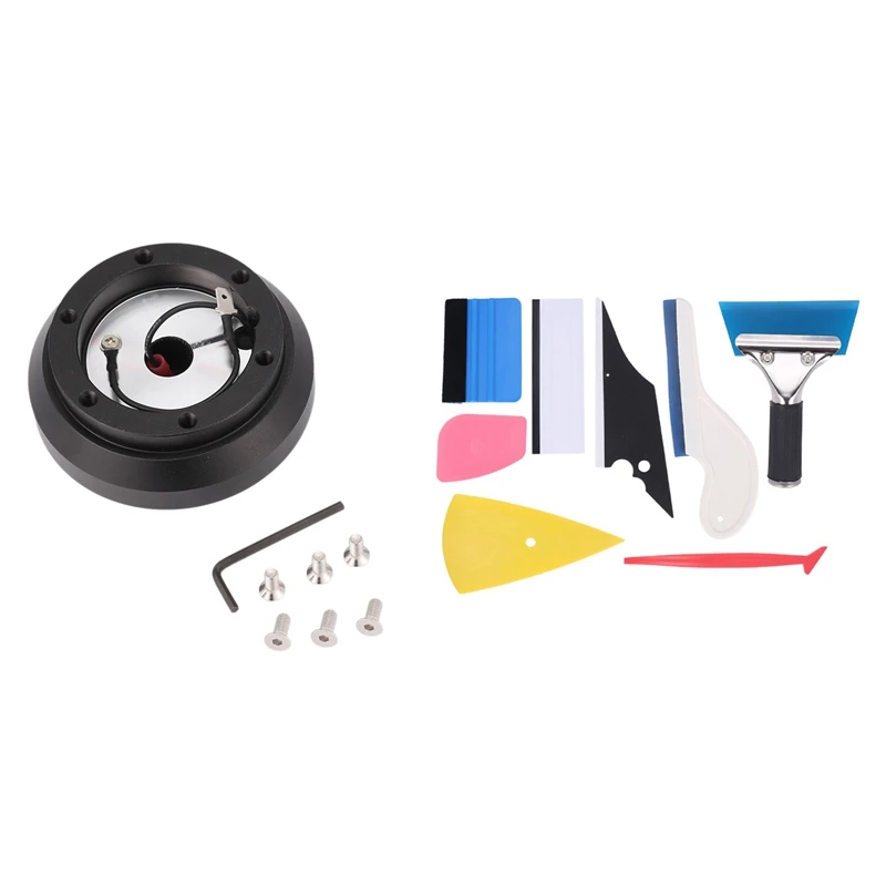 

Snap Off Boss Kit Car Steering Wheel Quick Release Hub Adapter & Vinyl Wrap Film Carbon Fiber Sticker Wrapping Tool
