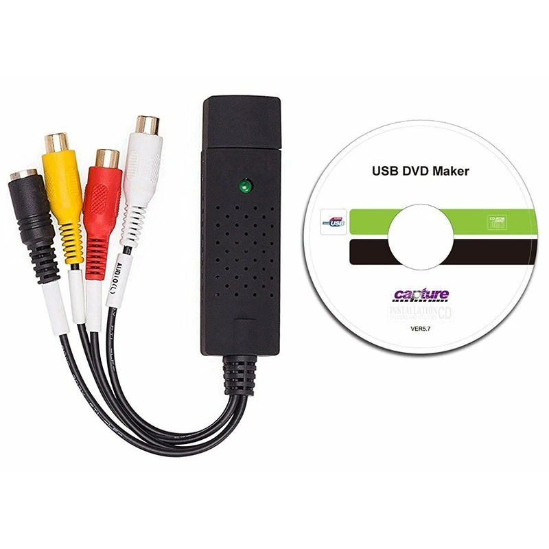 USB-адаптер для захвата видео с интерфейсом USB 2 0 чипсет UTVF 007 ТВ DVD VHS аудиозахват