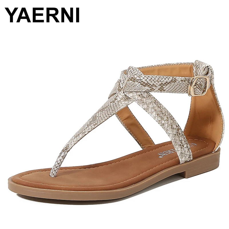 

2023 Rome Elegant Summer Sandals For Women Flat Casual Retro Beach Flip Flop Metal Buckle Shoes women shoes 36--42