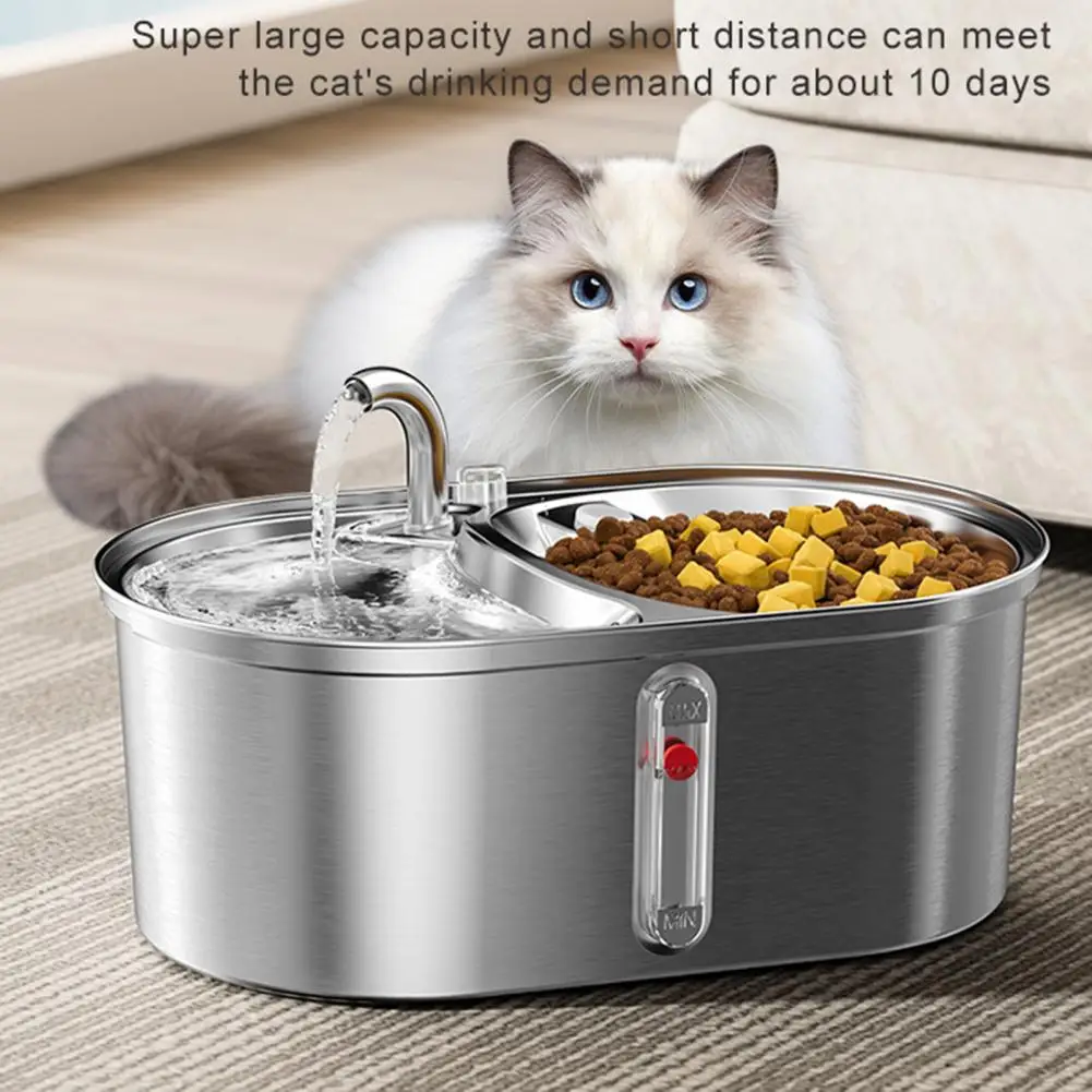 

3L Cat Water Fountain Stainless Steel 2-in-1 Automatic with Triple Filtration System Pet Drinking Dispenser