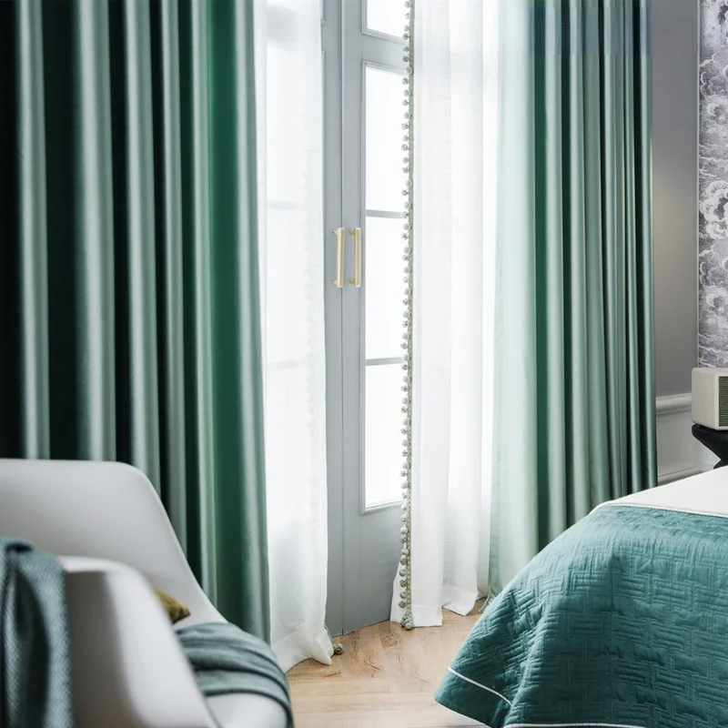 Светильник кие Роскошные весенние зеленые шелковые хлопковые шторы для гостиной