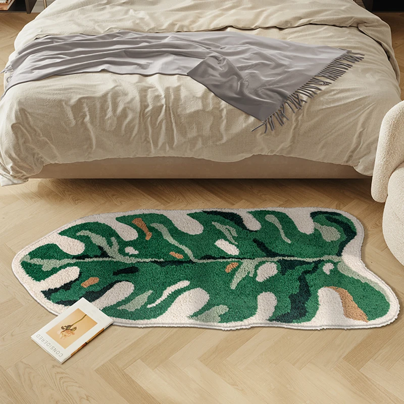 

Прикроватный коврик с листьями для туфтинга, мягкий коврик для растений, ковер, напольный коврик для ванной, напольный коврик для детской спальни, домашний декор для детской комнаты, зима