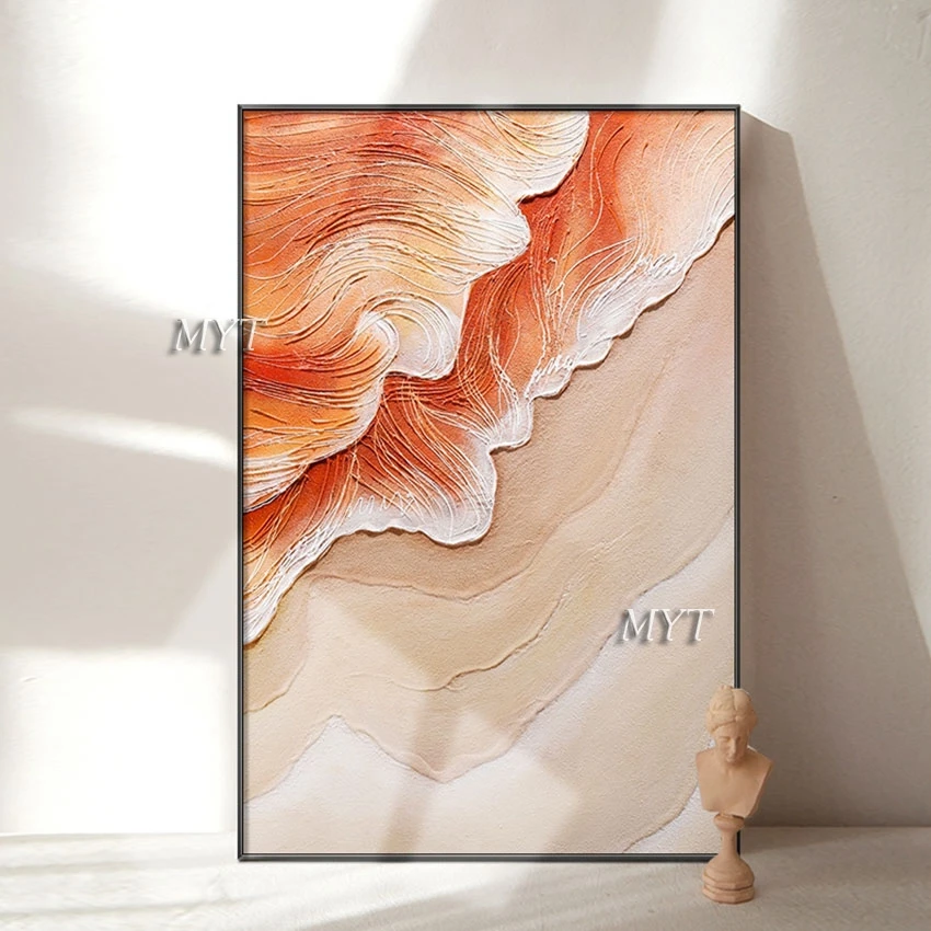 Настенная картина с объемными морскими волнами искусство без рамы ручная