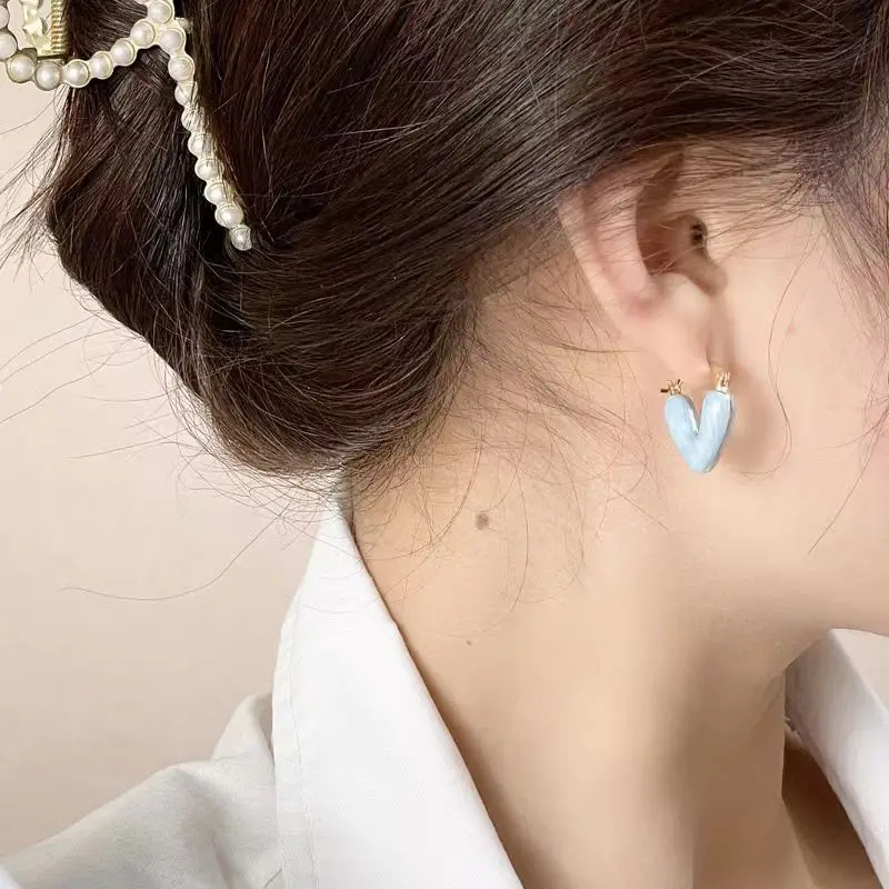 Popular Fashion Love Earrings Cute Style Heart-Shaped Earrings Simple Temperament Birthday Gift To Women's Fine Jewelry