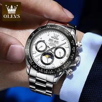 olevs new luxury stainless steel mechanical watch for men waterproof automatic watch 24 hour calendar luminous men wristwatches