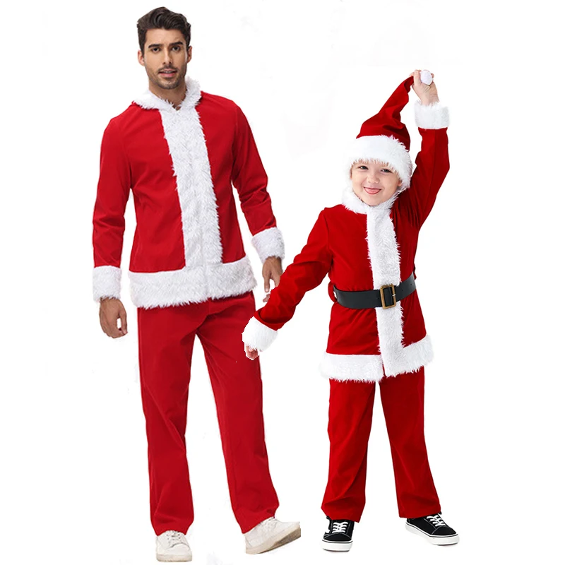 Унисекс костюм помощника на Рождество и праздник для родителей детей красный