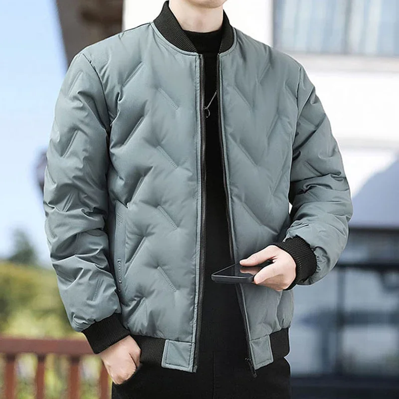 

Мужские зимние куртки, корейская мода, повседневная ветровка с воротником-стойкой, парки, теплое пальто с хлопковой подкладкой, верхняя одежда, куртка, Мужская одежда