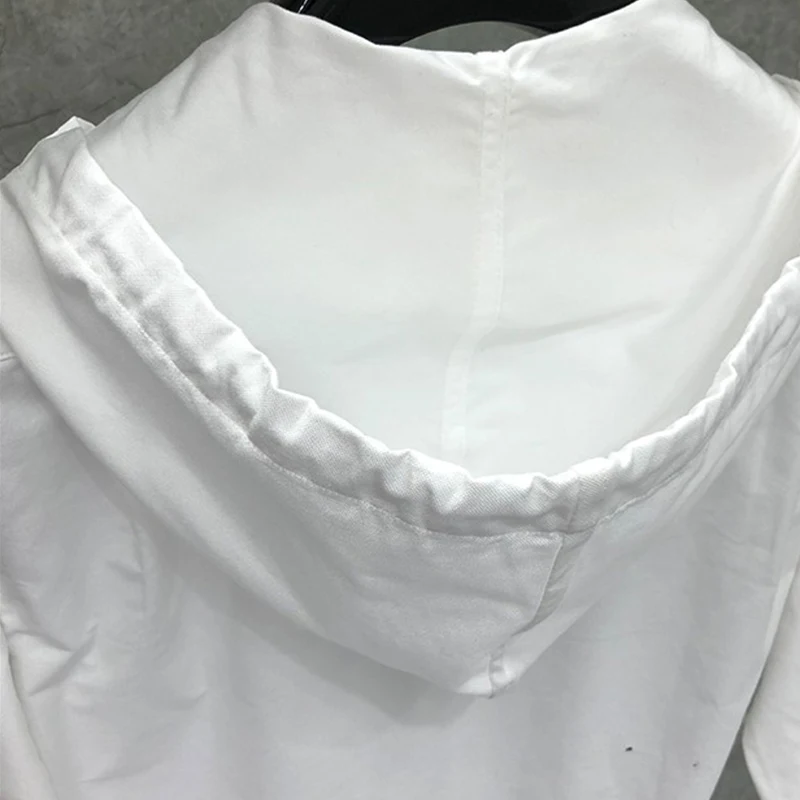 TB THOM Men's Shirt Clothing Zipper Hoodies Solid White Top Fashion Stripes Slim Casual Oxford Cotton Long Sleeve Women's Shirts
