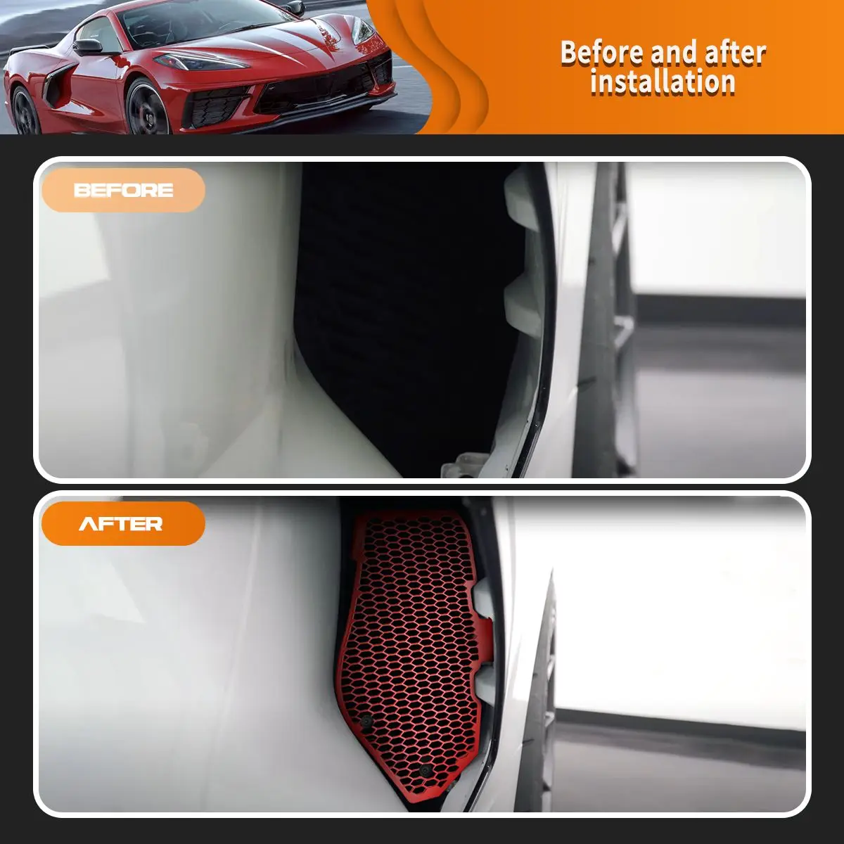 

For Corvette C8 2020-now Accessories Side Intake Mesh Grille Insert Side Air Inlet Grilles Auto Exterior Parts Decoration Tools