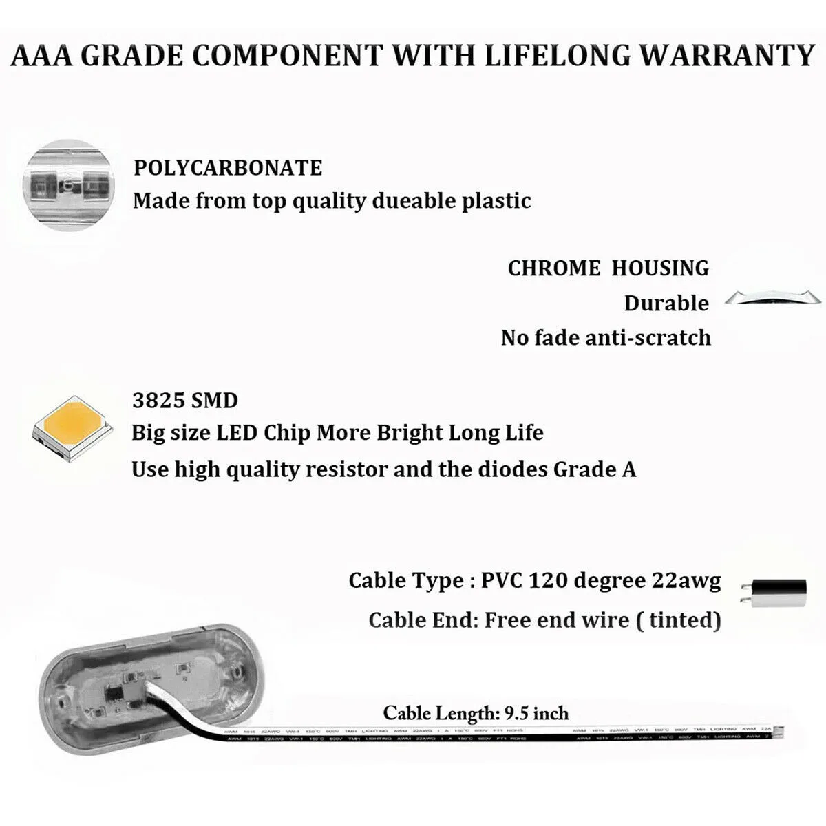 

White LED Lights Marine Walkway Waterproof Accessories Courtesy Lights