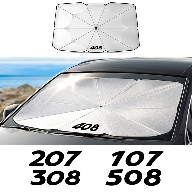 

For Peugeot Car heat insulation sunscreen 108 206 207 208 307 308 407 3008 Rifter Foldable Sun Windshield UV Sun Shade Umbrella