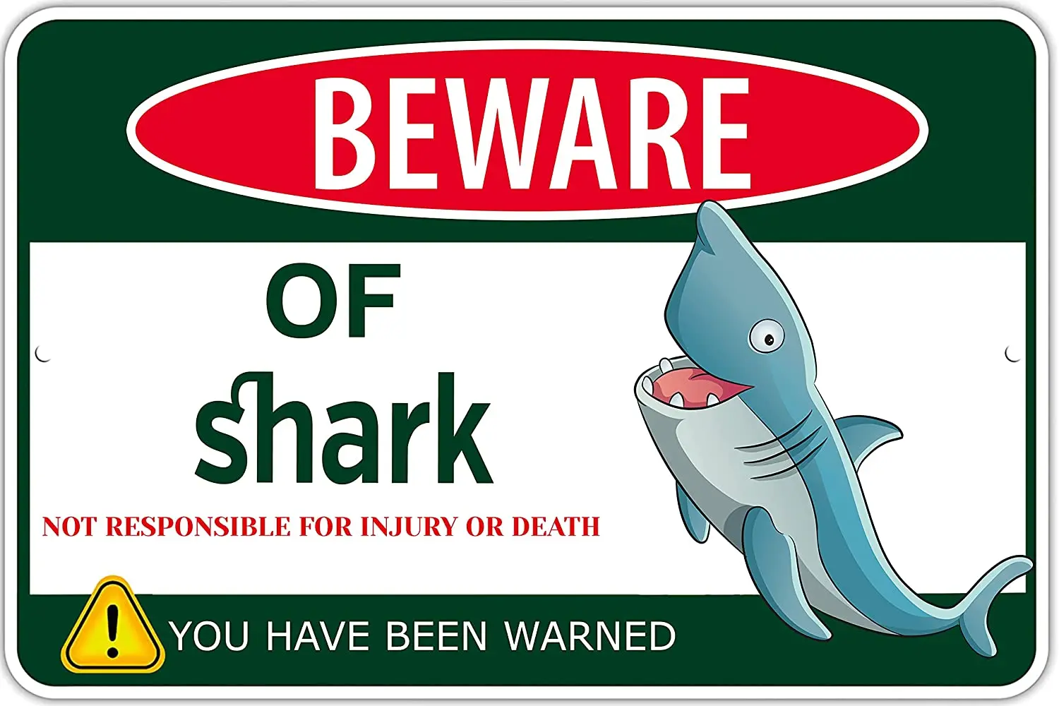 

Beware of Shark Metal Tin Sign Funny Shark Sign