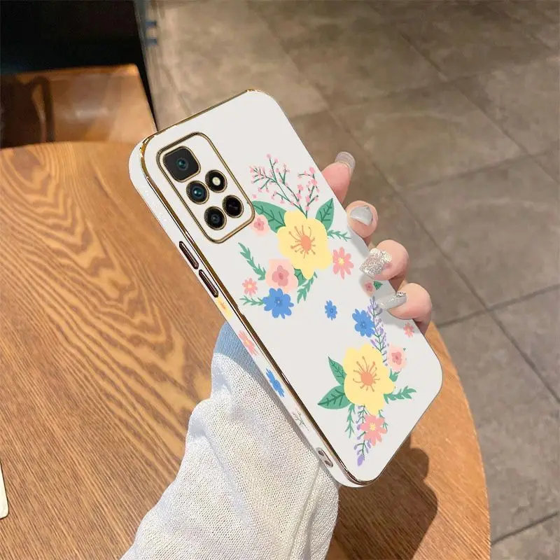 Warm Flowers Luxury Plating Phone Case For Xiaomi Redmi 10 10A 12C 9 10C 9T 9A A1 9C Cover
