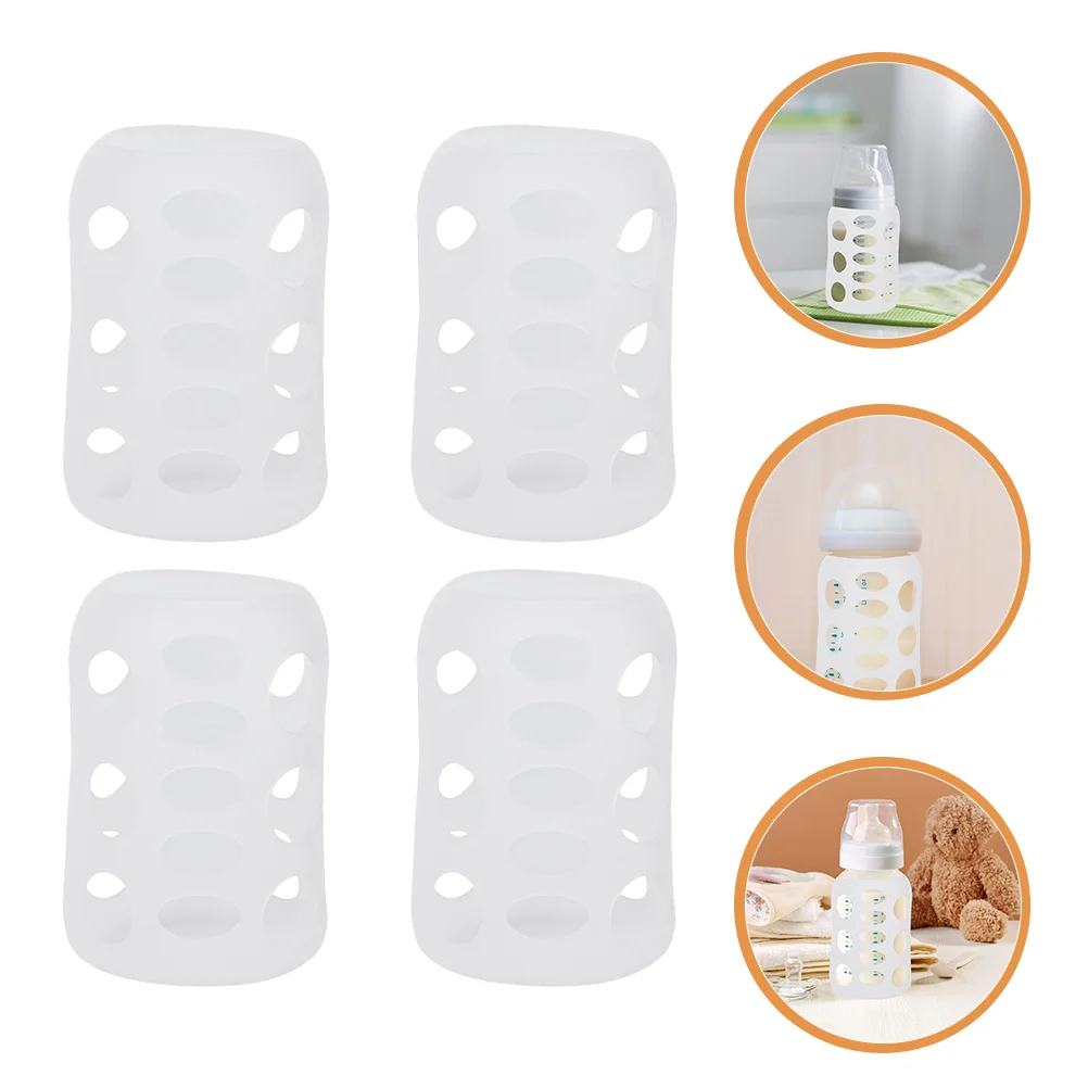 

4pcs Silicone Baby Milk Bottle Sleeves Feeding Bottle Cover Bottle Protector Cover