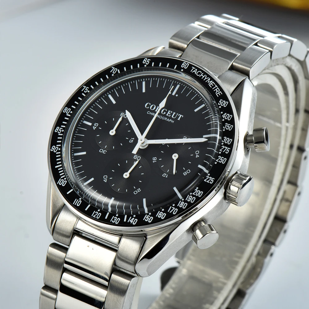 

Corgeut 40MM Men's Chronograph Quartz Watch 24 Hours Multifunctional Stainless Steel StrapRelogio Masculino
