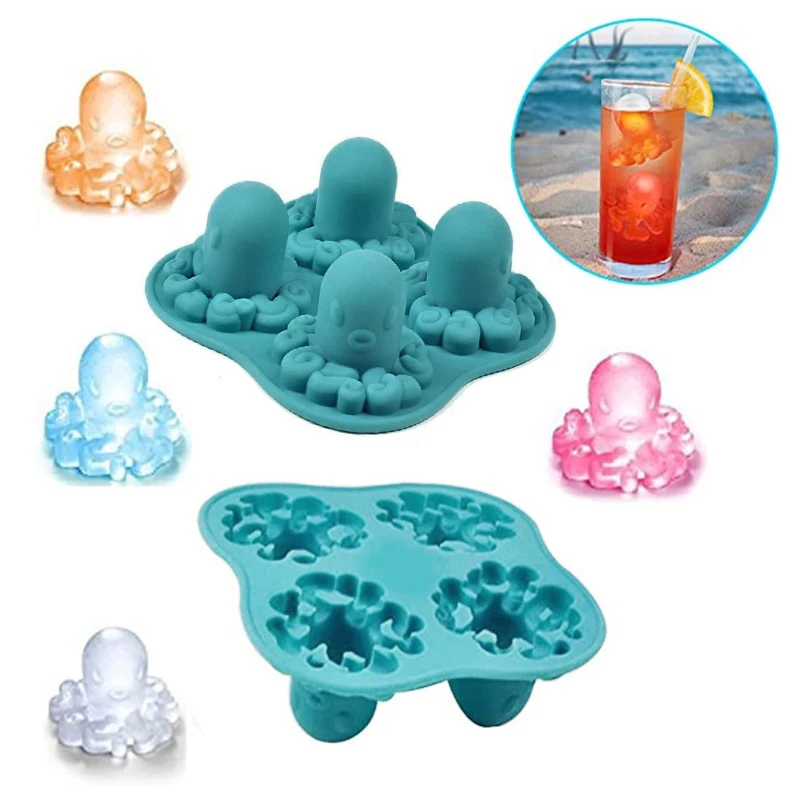 

1pc Ice Cube Octopus Shape Chocolate Mould Tray Ice Cream DIY Tool Whiskey Wine Cocktail Ice Cube 3D Silicone Mold Kitchen Home