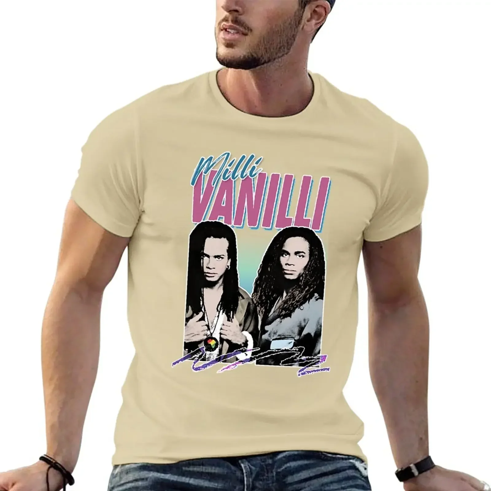 Простая футболка мужская новая Milli Vanilli - 80's Fanart эстетический дизайн Tribute аниме