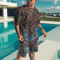 new summer mens outfits oversized tracksuit fashion hawaiian suit short sleeve t shirt simple casual type shorts 2 piece set