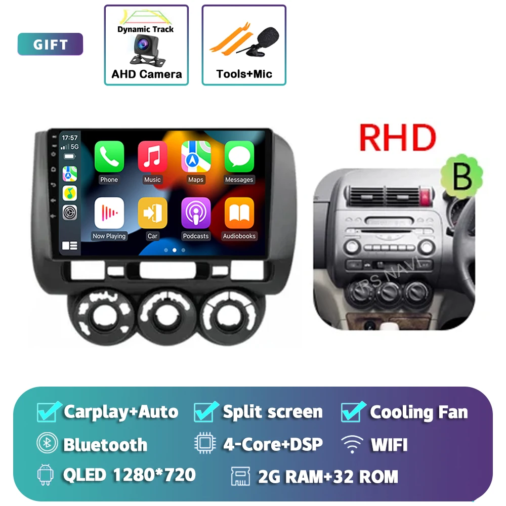 

Android 15 для Honda Jazz 1 GD 2001-2008 подходит для 2001-2009 2K QLED стерео автомобильный радиоприемник мультимедийный видеоплеер GPS 4G CarPlay