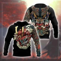 2021 new japanese samurai tattoo 3d printing mens sweatshirt harajuku zip hoodie casual unisex jacket pullover type 49