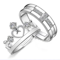 psw crystal temperament ring sweet french elegant flower opening ring female jewelry