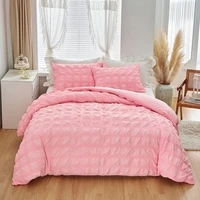 evich polyester small square seersucker bedding set of current season 3pcs luxury quilt cover and pillowcase home textile
