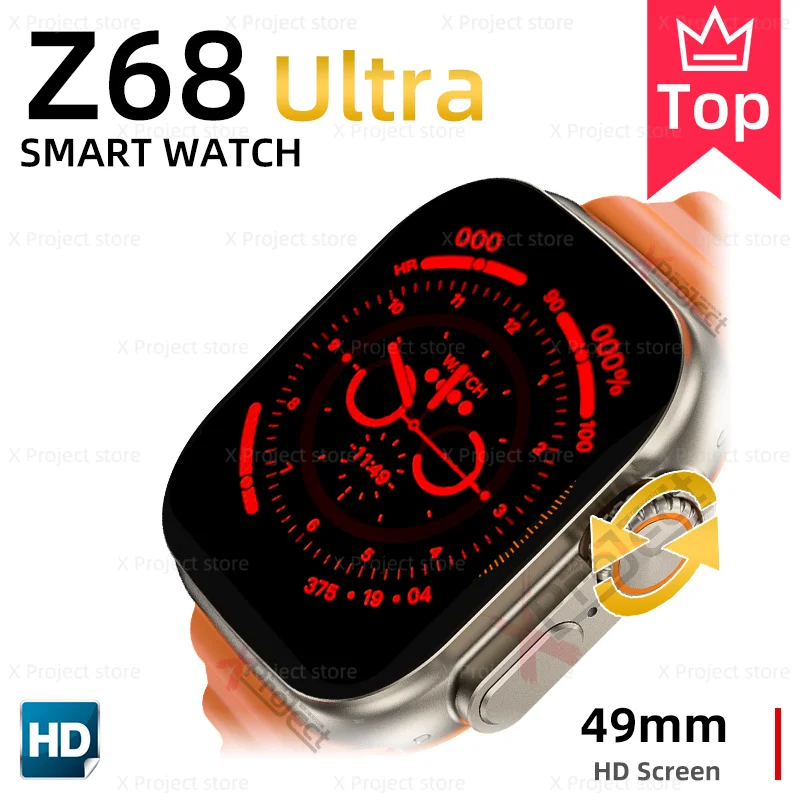 

Смарт-часы Z68 Ultra Series 8 NFC 49 мм, мужские и женские умные часы с поддержкой Bluetooth, с функцией беспроводной зарядки, pk Z59 MT8 N8 ZD8 HW8 Ultra Plus
