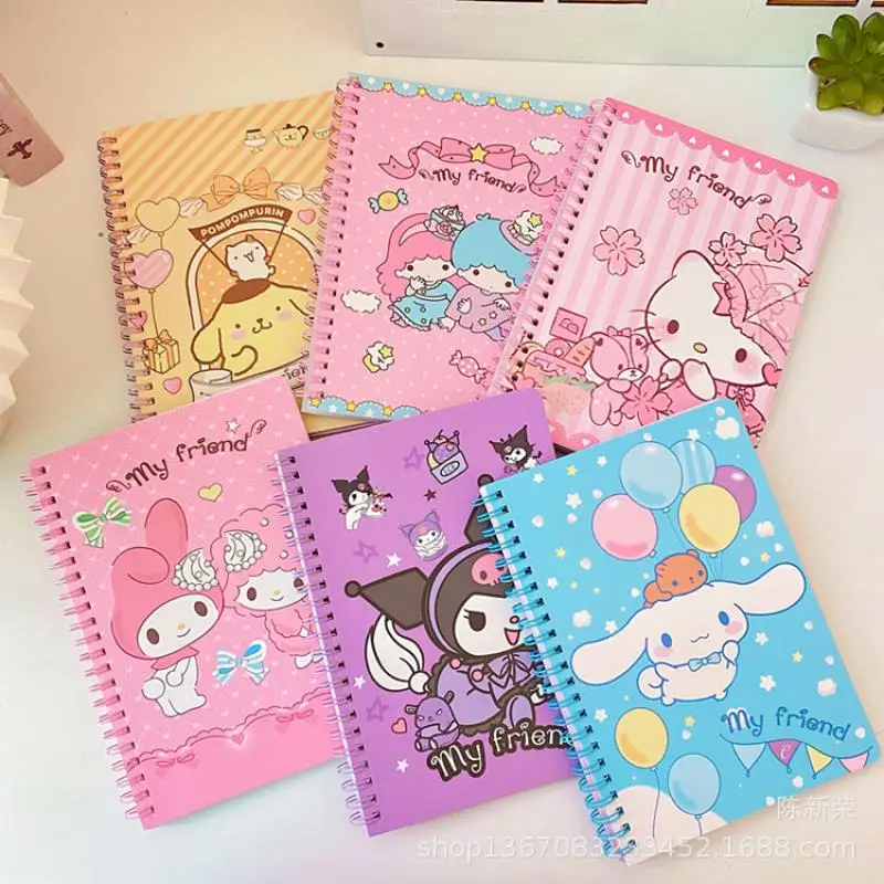 

2023 Sanrio тетрадь Kawaii HelloKitty Mymelody Kuromi мультфильм студент А5 катушка книжка цветная Страница Блокнот детская Рабочая книга