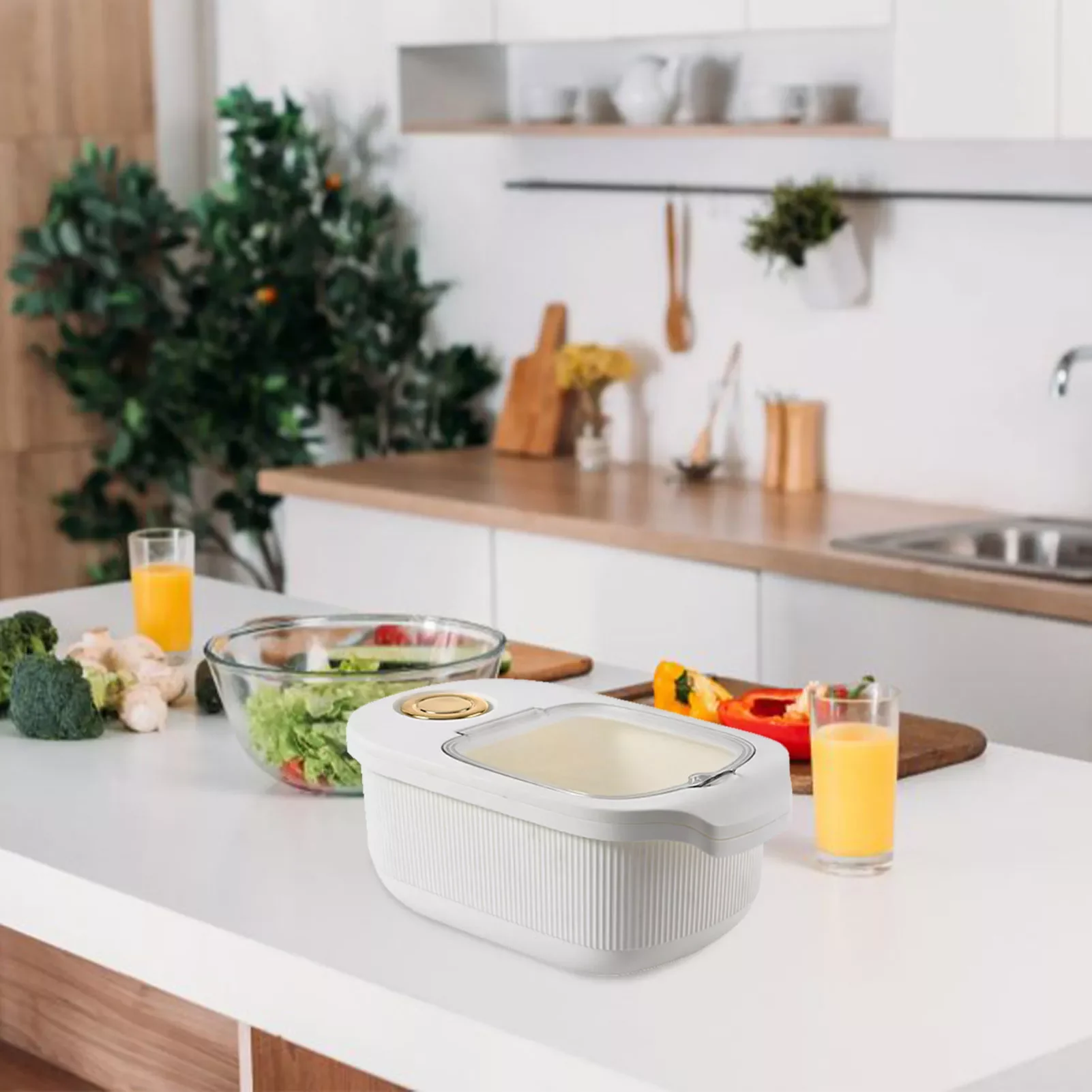 

Кухонный Контейнер для риса, емкость для зерна с мерным стаканом, большие герметичные контейнеры для хлопьев, для кухни