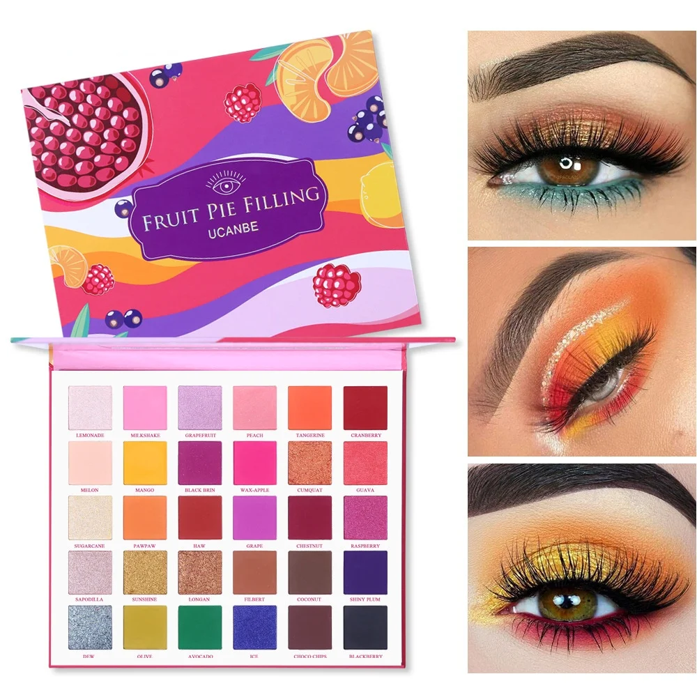 

30 Colors Fruit Pie Filling Eye Shadow Palette Makeup Kit Vibrant Bright Glitter Shimmer Matte Shades Pigment тени для век