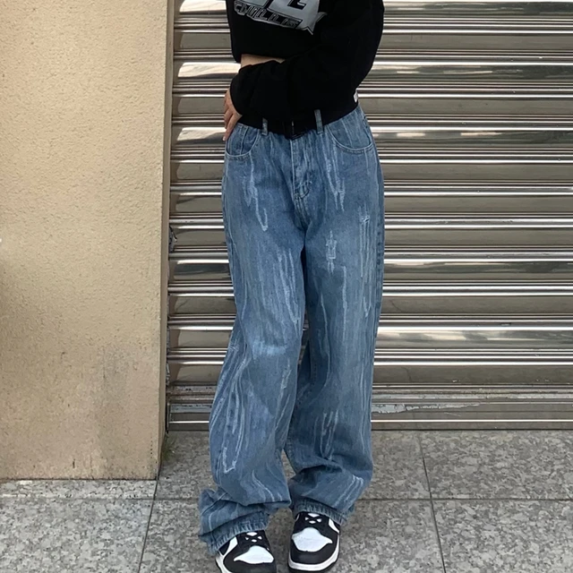 Scratched Design Distressed Jeans 